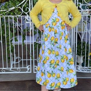 Janie & Jack Lemon Print Dress, Girls, Size 8